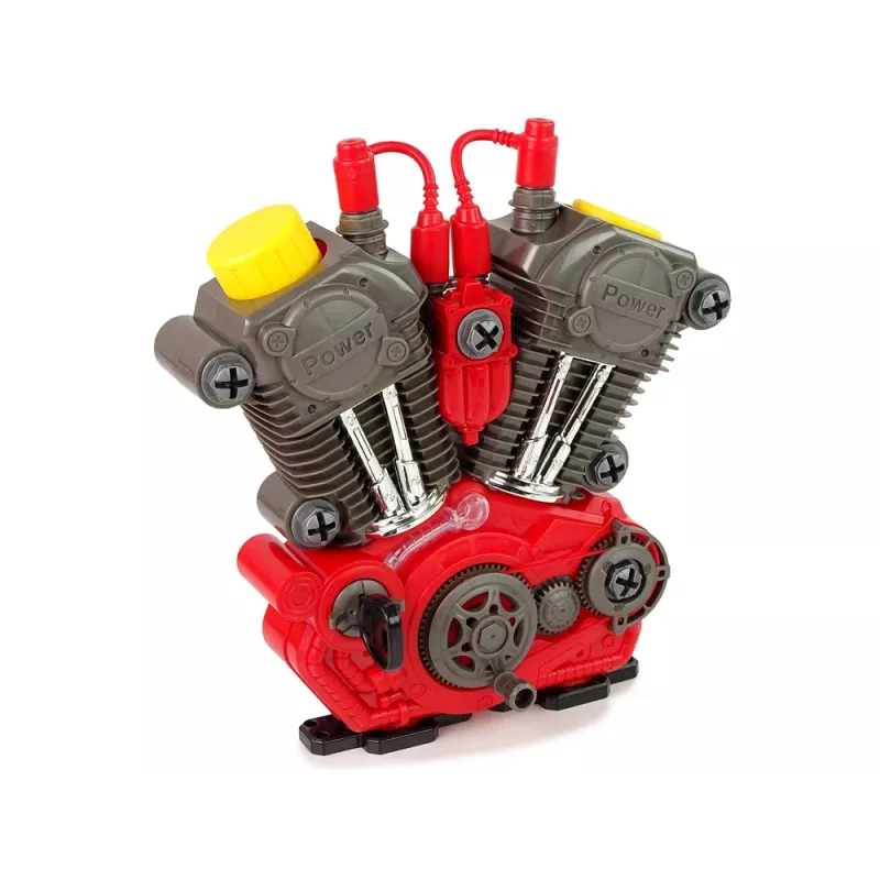 LEAN TOYS Silnik samochodowy dla małego mechanika - zestaw do samodzielnego montażu z dźwiękami i światłami