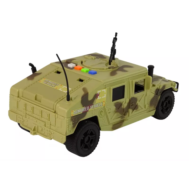 LEAN TOYS Samochód Wojskowy Napęd Tarcie Kamuflaż Piasek Światła Dźwięki