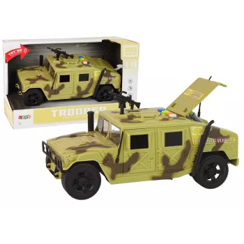 LEAN TOYS Samochód Wojskowy Napęd Tarcie Kamuflaż Piasek Światła Dźwięki