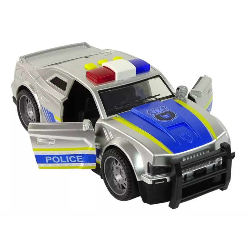 LEAN TOYS Samochód Policyjny 1:14 Światła Dźwięki Srebrny