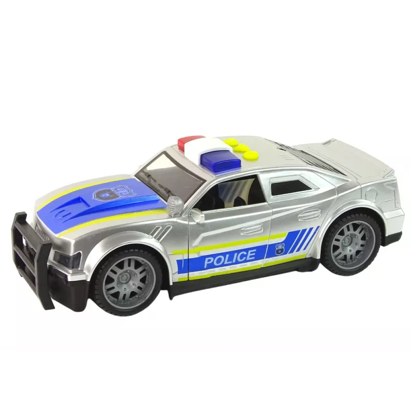 LEAN TOYS Samochód Policyjny 1:14 Światła Dźwięki Srebrny