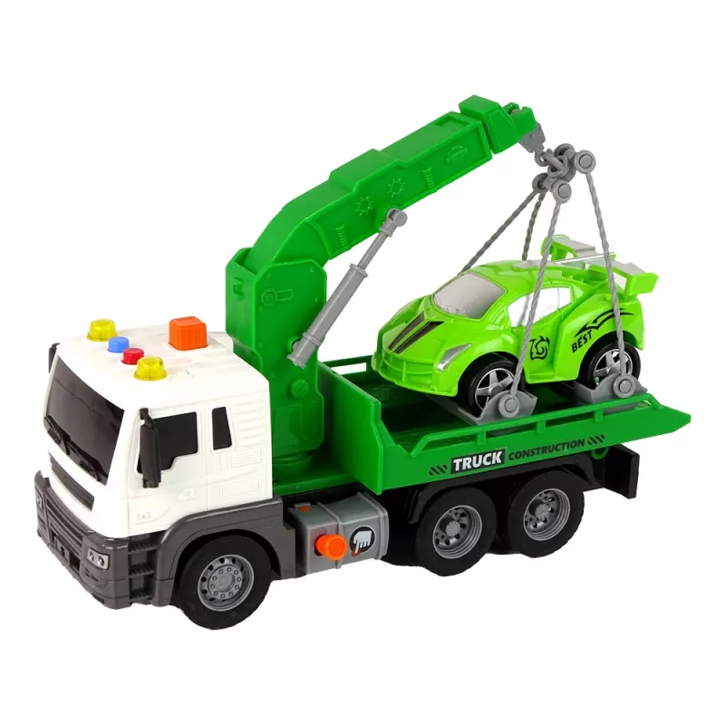 LEAN TOYS Laweta z pomocą drogową 1:16 Zielony Dźwięk i Światła