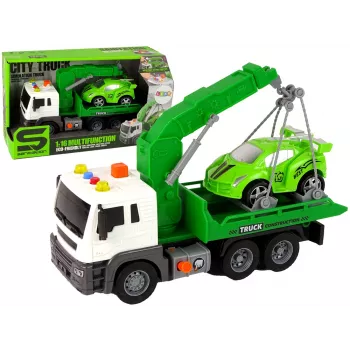 LEAN TOYS Laweta z pomocą drogową 1:16 Zielony Dźwięk i Światła