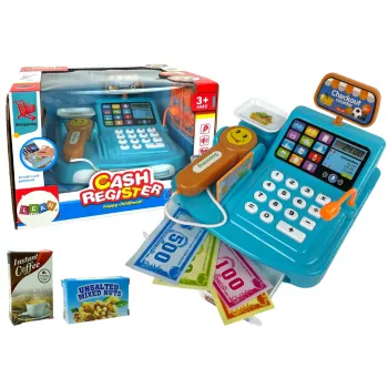LEAN TOYS Kasa Sklepowa z Wagą do Pakowania Ciastek, Baterią i Skanerem