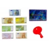 LEAN TOYS Kasa sklepowa z wózkami i akcesoriami | 35-elementowy zestaw do zabawy w sklep z działającym kalkulatorem, skanerem ze światłem, mikrofonem, wózkiem i koszykiem sklepowym | Dla dzieci od 3 lat