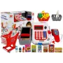LEAN TOYS Kasa sklepowa z wózkami i akcesoriami | 35-elementowy zestaw do zabawy w sklep z działającym kalkulatorem, skanerem ze światłem, mikrofonem, wózkiem i koszykiem sklepowym | Dla dzieci od 3 lat