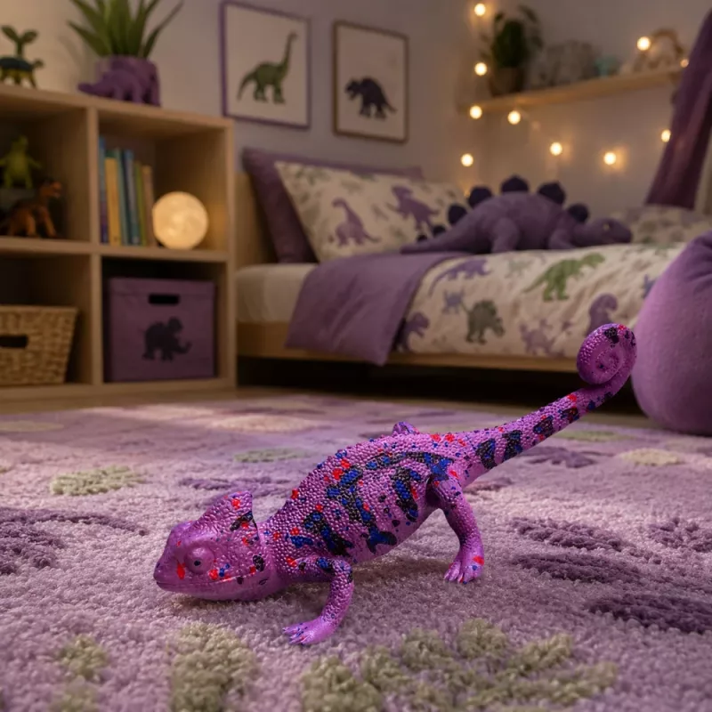 LEAN TOYS Kameleon Gumowa Figurka Rozciągliwa Realistyczny Fioletowy Gad 14 cm