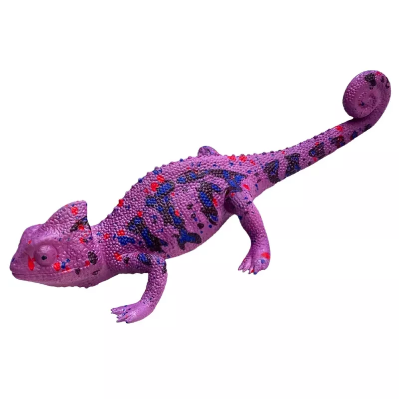 LEAN TOYS Kameleon Gumowa Figurka Rozciągliwa Realistyczny Fioletowy Gad 14 cm