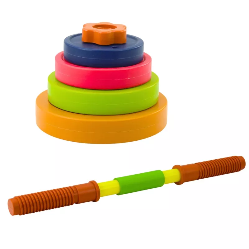 LEAN TOYS Sztanga dla dzieci, pianka antypoślizgowa, 8 talerzy, plastik, kolorowa