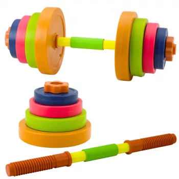 LEAN TOYS Sztanga dla dzieci, pianka antypoślizgowa, 8 talerzy, plastik, kolorowa