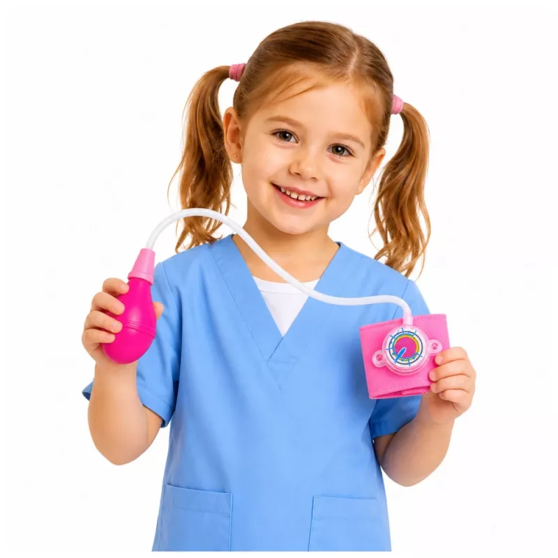LEAN TOYS Ciśnieniomierz dla Dzieci z Ruchomą Wskazówką Różowy