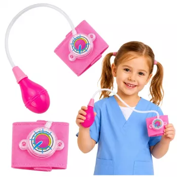 LEAN TOYS Ciśnieniomierz dla Dzieci z Ruchomą Wskazówką Różowy
