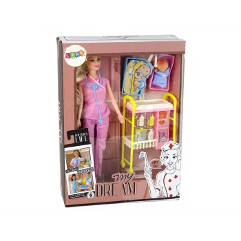 LEAN TOYS Zestaw akcesoriów dla lalek Doktor z długimi włosami