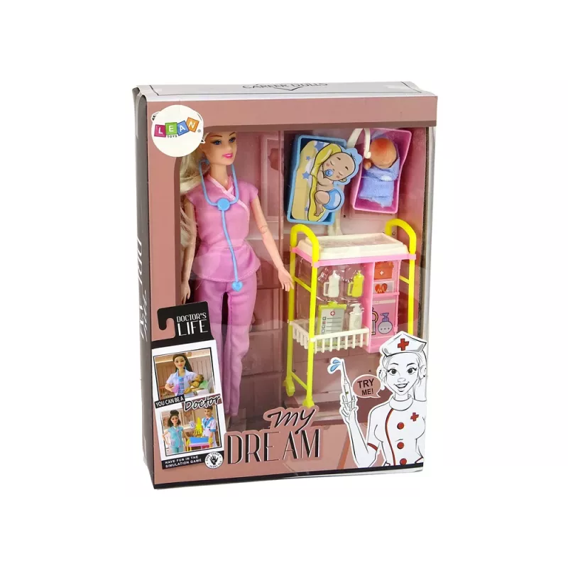 LEAN TOYS Zestaw akcesoriów dla lalek Doktor z długimi włosami