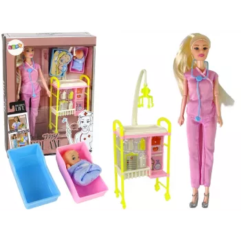 LEAN TOYS Zestaw akcesoriów dla lalek Doktor z długimi włosami