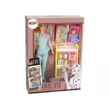 LEAN TOYS Zestaw akcesoriów dla lalek Doktor z długimi włosami
