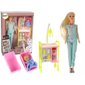 LEAN TOYS Zestaw akcesoriów dla lalek Doktor z długimi włosami