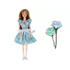Lalka dziecięca LEAN TOYS Emily Spring z długimi włosami i niebieską sukienką w kwiaty