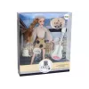 Lalka dziecięca LEAN TOYS Emily z gitarą, okularami, długimi blond włosami i kotkiem
