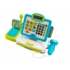 LEAN TOYS Dziecięcy Elektroniczny Zestaw Kasy Sklepowej z Koszykiem - Niebieski, Działający Kalkulator, Światło i Dźwięk, 25 Akcesoriów, Wiek 3+