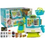 LEAN TOYS Dziecięcy Elektroniczny Zestaw Kasy Sklepowej z Koszykiem - Niebieski, Działający Kalkulator, Światło i Dźwięk, 25 Akcesoriów, Wiek 3+