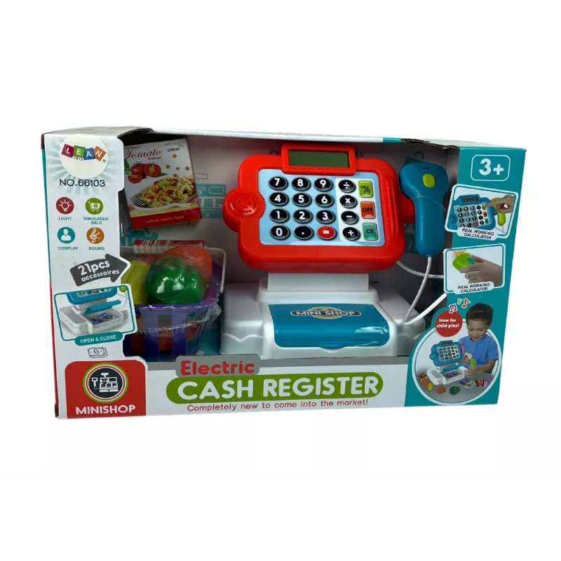 LEAN TOYS Dziecięca Kasa Fiskalna z Kalkulatorem i Koszykiem Warzyw