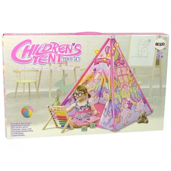 LEAN TOYS Namiot dla dzieci z oświetleniem LED Jednorożec Kucyki Różowy