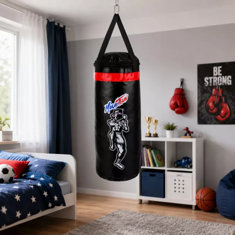 LEAN TOYS Dziecięcy zestaw treningowy worek bokserski z rękawicami Muay Thai 65x22cm L