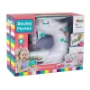 Maszyna do szycia dla dzieci Lean Toys - Biała, na baterie, realistyczna zabawka z pedałem nożnym i lampką LED