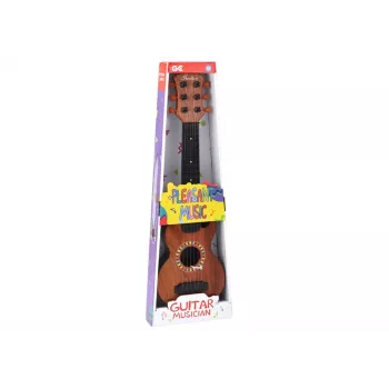 LEAN TOYS Dziecięca gitara zabawkowa z wykończeniem z brązowego drewna i kostką, 6 nylonowych strun, akustyczna, dla dzieci od 3 lat