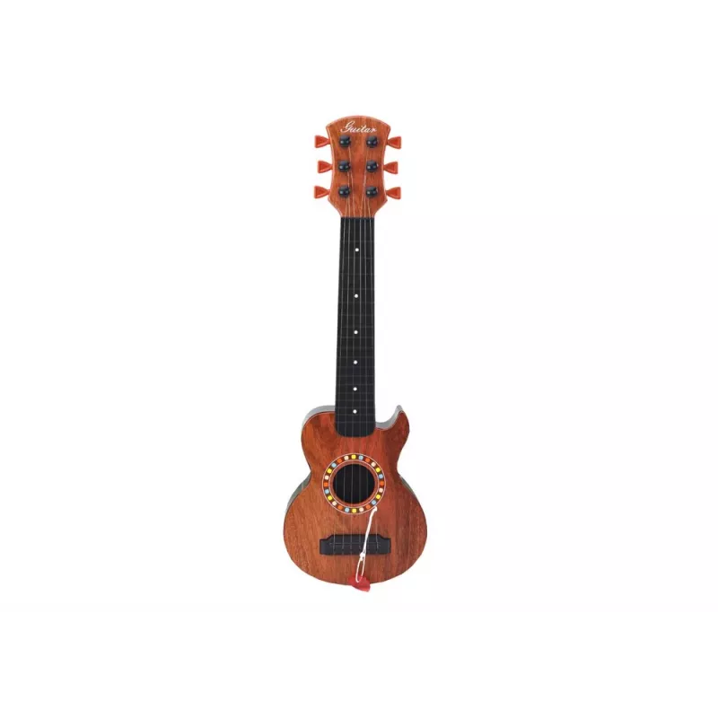 LEAN TOYS Dziecięca gitara zabawkowa z wykończeniem z brązowego drewna i kostką, 6 nylonowych strun, akustyczna, dla dzieci od 3 lat