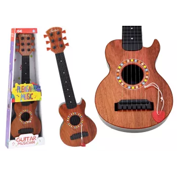 LEAN TOYS Dziecięca gitara zabawkowa z wykończeniem z brązowego drewna i kostką, 6 nylonowych strun, akustyczna, dla dzieci od 3 lat