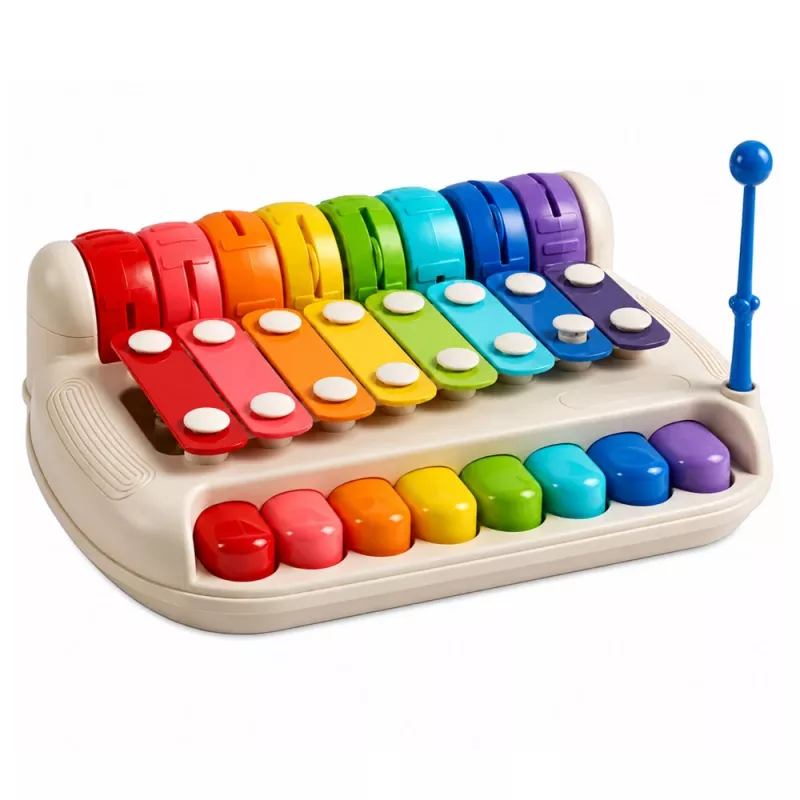 LEAN TOYS Dziecięcy Ksylofon Piano Kolorowy Instrument Muzyczny 2 w 1 z Pałeczką