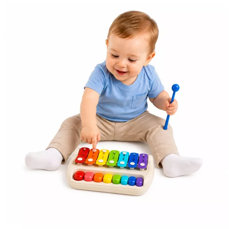 LEAN TOYS Dziecięcy Ksylofon Piano Kolorowy Instrument Muzyczny 2 w 1 z Pałeczką
