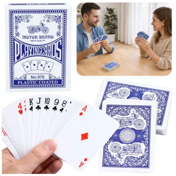 LEAN TOYS Classic Playing Cards Plastikowa powłoka Niebieski - Rozmiar pokera, 54 karty, Odporność na zachlapanie
