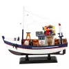LEAN TOYS Kolekcjonerski Model Dekoracyjny Łodzi Rybackiej Wyposażony 37x34cm