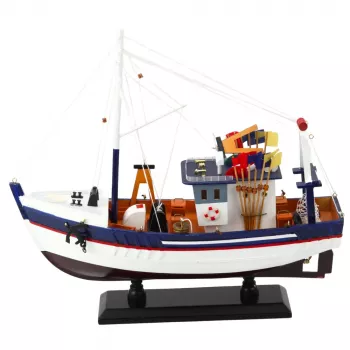 LEAN TOYS Kolekcjonerski Model Dekoracyjny Łodzi Rybackiej Wyposażony 37x34cm