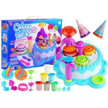 LEAN TOYS Color Clay DIY Zestaw do budowy tortu urodzinowego i domku z gliny samoutwardzalnej - 24 kolory, z narzędziami, foremkami i akcesoriami dla dzieci od 6 lat