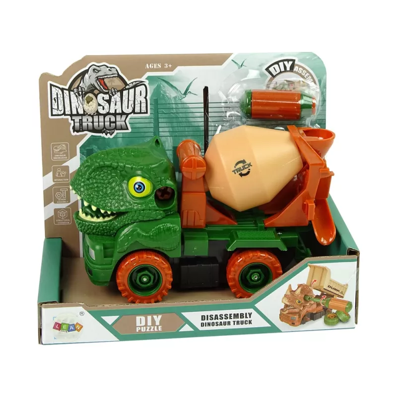LEAN TOYS Betoniarka Dinozaur Unwrecker Zielone Akcesoria