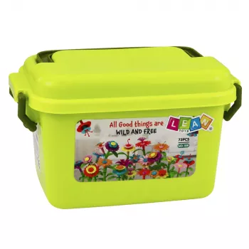 LEAN TOYS Klocki Konstrukcyjne Kwiaty Kolorowy Ogród Kwiatowy w Pudełku 73 szt.