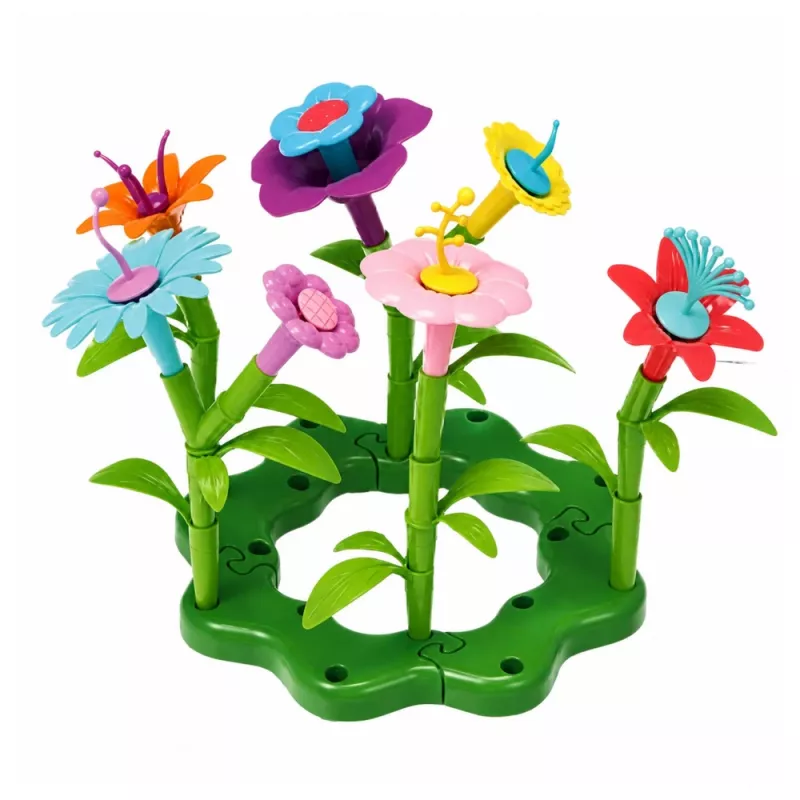 LEAN TOYS Klocki Konstrukcyjne Kwiaty Kolorowy Ogród Kwiatowy w Pudełku 73 szt.