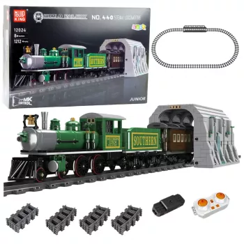 LEAN TOYS Klocki Konstrukcyjne Zdalnie Sterowany Pociąg Parowy RC Zielony 1212 elementów