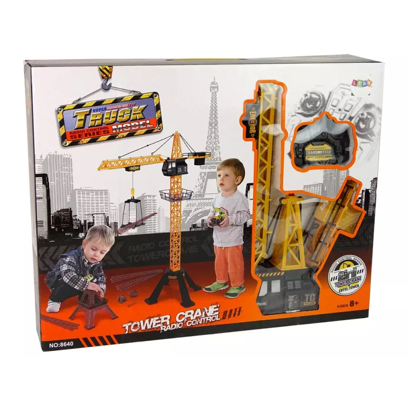 LEAN TOYS Żuraw budowlany sterowany radiowo 90 cm wysokości Budowa Wieży Eiffla