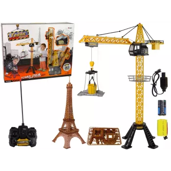 LEAN TOYS Żuraw budowlany sterowany radiowo 90 cm wysokości Budowa Wieży Eiffla