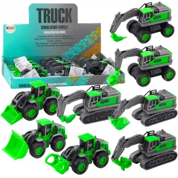 LEAN TOYS Pojazdy Budowlane Koparka Ładowarka Spycharka Zielony Drive Mix