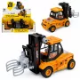 LEAN TOYS Wózek widłowy z regulowanym chwytakiem, światłami i dźwiękami, żółty 1:43