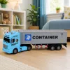 LEAN TOYS Ciężarówka z kontenerem z otwieranymi drzwiami, światłami i dźwiękami – niebieska, 54 cm