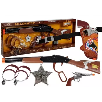 LEAN TOYS Zestaw Kowbojski Karabin Lever Action Rewolwer Colt Odznaka Szeryfa