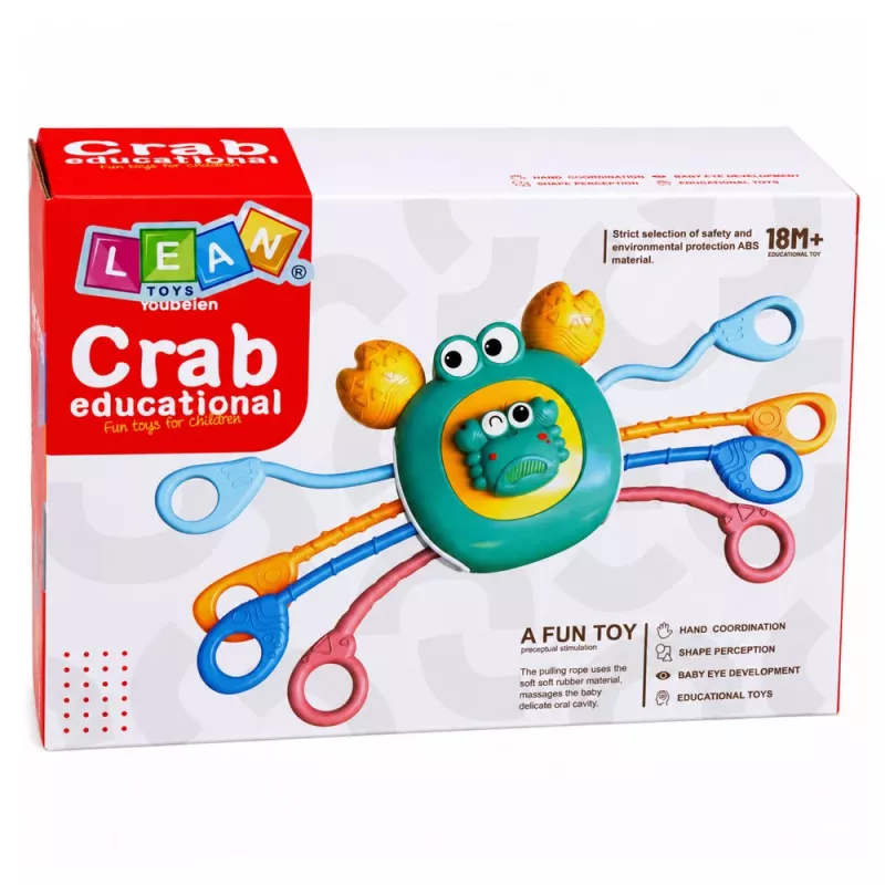 LEAN TOYS Krab Sensoryczna Zabawka Edukacyjna dla Maluchów Grzechotka Gryzak Niebieski