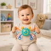 LEAN TOYS Krab Sensoryczna Zabawka Edukacyjna dla Maluchów Grzechotka Gryzak Niebieski
